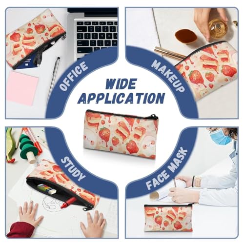 Image of Strawberry Shortcake Pencil Case Lightweight Pencil Pouch with Zipper Large Capacity Pen Organizer for Toddlers Girls Cute Crayon Pouch for Painting Lesson