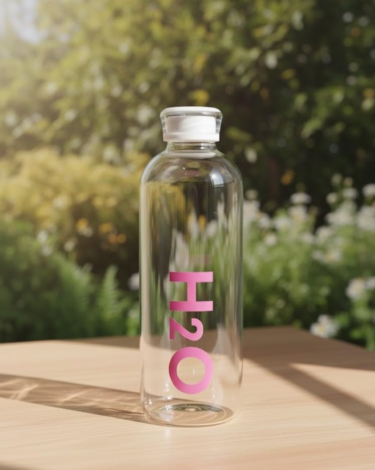 Image of 500 ml Glass Water Bottle | Reusable Drinking Bottle | Leakproof Glass Bottle | BPA-Free | Clear Glass Bottle (Pink)