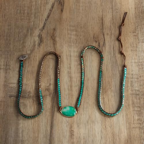 Image of Boho Stone Wrap Bracelet for Women,Turquoise Beaded Bracelet Jewelry Gift