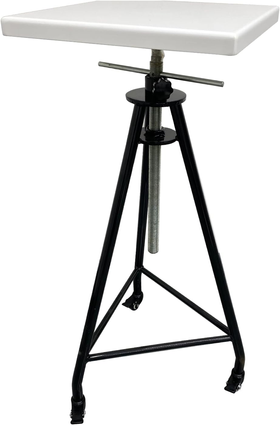 WYDDDARY White Floor Sculpture Pottery Stand 15''x15'' Table Size Pottery Sculpting Wheel Trestle Sculpture Turntable Platform 35''-45'' Height Lifting Range