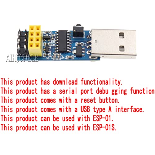 Aihjcnele 2Pcs Usb To Esp8266 Ch340C Breakout Prog Programmer Downloader Module With Reset Auto-Download Circuit With Reset Button For Esp-01 For Esp-01S Ide Dc 5V Debugger Module (Ch-340) #TOP3