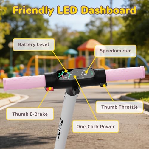 Image of SIMATE Electric Scooter for Kids 6-14, Colorful Lights & Double Brake System, Aluminum Alloy Frame, Foldable, LED Display, for Boys Girls