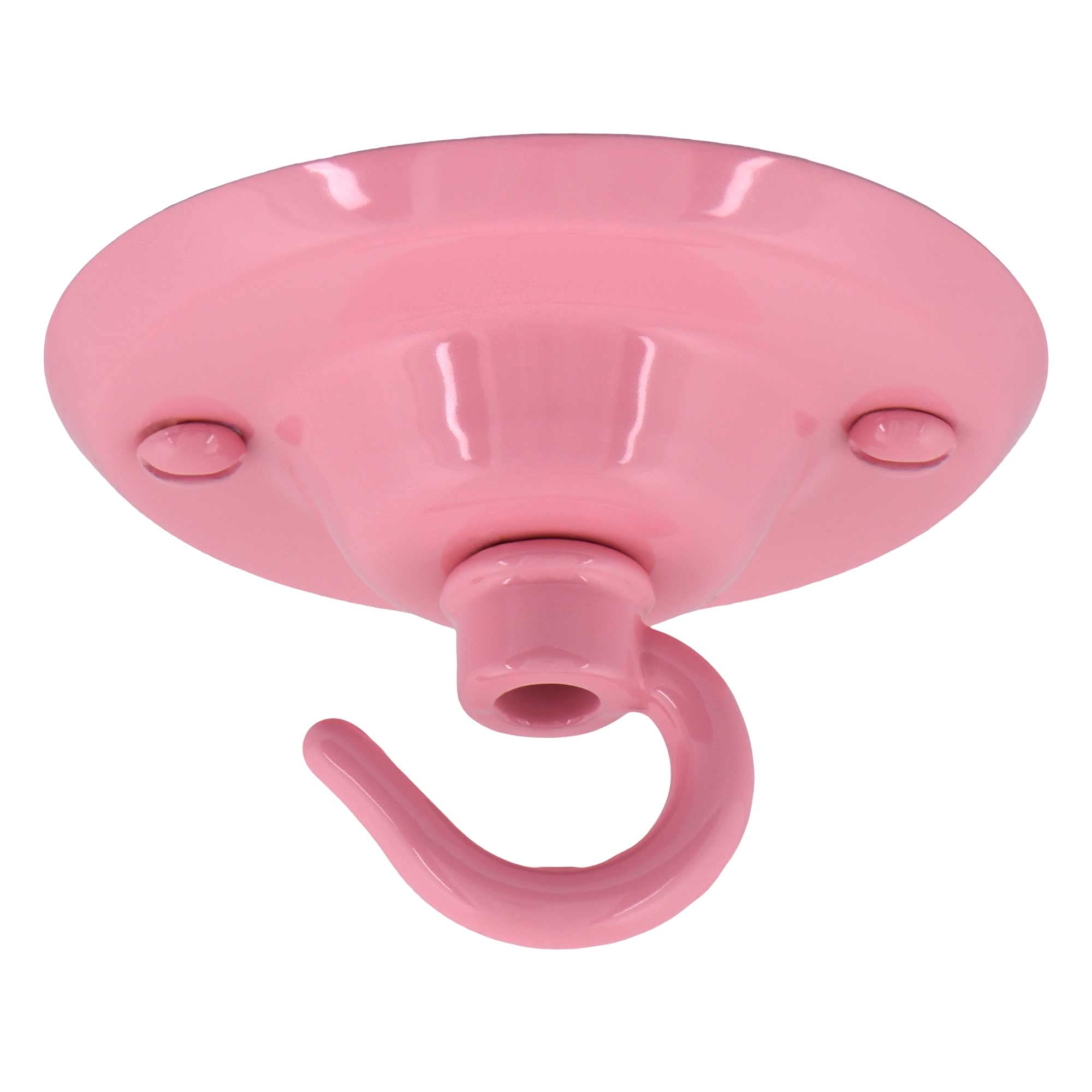 Ceiling Rose Hook Plate 75mm Diameter with Matching Screws Pink