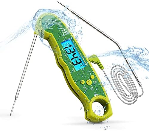 Meat Probe Thermometer with Dual Probe, Big Digital Screen and Alarm - Meat Thermometer Instant Read Oven Safe - Meat Thermometers for Cooking, Grilling & Roasting - Digital Oven Thermometer Probe