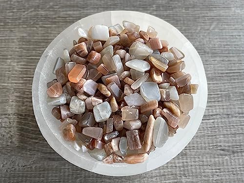 Image of 2 oz Lot Natural Semi Tumbled Gemstone Chips, Crushed Mini Crystals, Undrilled Crystal Chips (Multi Peach Moonstone)
