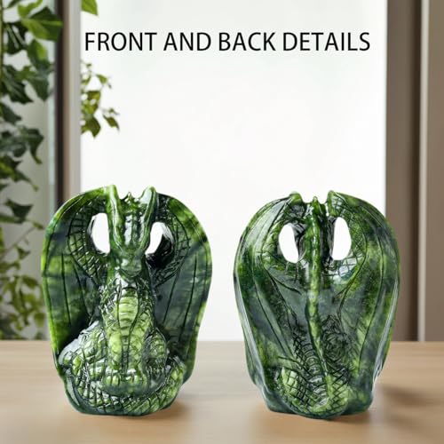 Estatua de dragón de jade natural de 8 cm miniatura 3