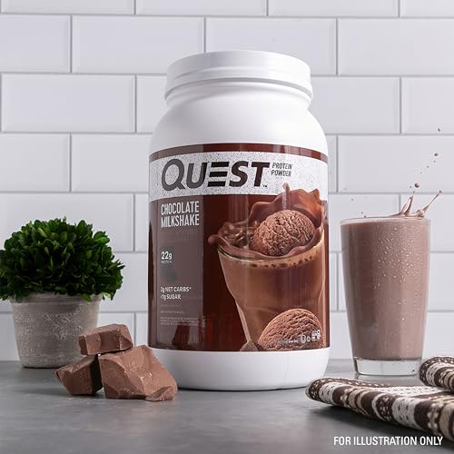 Image of Quest Nutrition Chocolate Milkshake Protein Powder, 22g Protein, 1g Sugar, Low Carb, Gluten Free, 3 Pound, 43 Servings