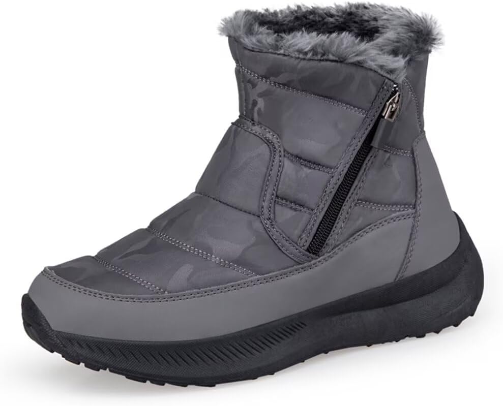 Jakcuz Plus Size 36-46 Snow Boots for Women Insulated Shell Warm Outdoor Cold Weather Shoes High Top Cotton Walking Boot