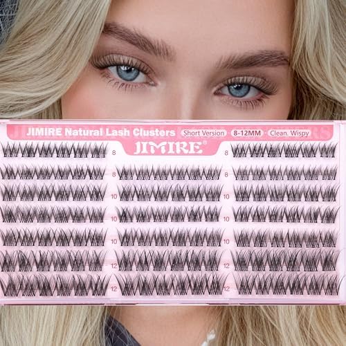 Natural Lash Clusters 8-12MM Short Eyelash Clusters Wispy Lashes Clusters with Clear Band C-Curly Cluster Eyelash Extensions 120Pcs DIY Lash Extensions at Home by JIMIRE — view 7