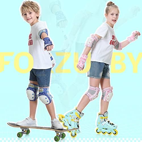 Forzueby Adult/Kids Knee Pads Elbow Pads Wrist Guards 6 in 1 Protective Gear Set for Inline Roller Skating Skateboarding Scooter BMX etc. — view 7