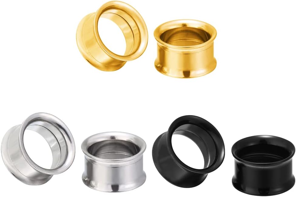 3-6Pairs-Mix Color Surgical Steel Screw Tunnel Plugs Hollow Ear Expander Gauge Piercing
