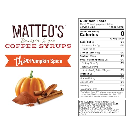 Matteo's Sugar-Free Pumpkin Spice Syrup, 33.8oz