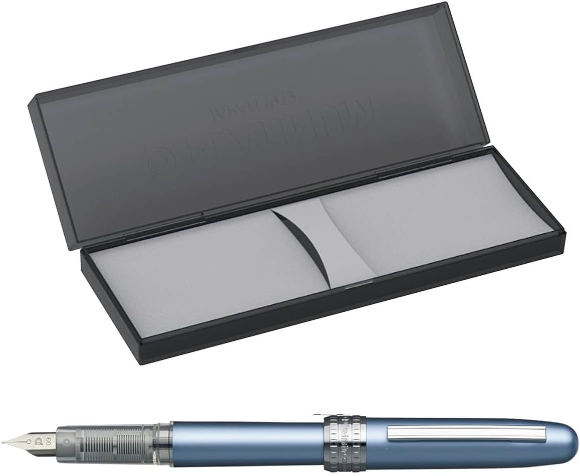 Platinum Plaisir Fountain Pen - F Nib Frosty Blue
