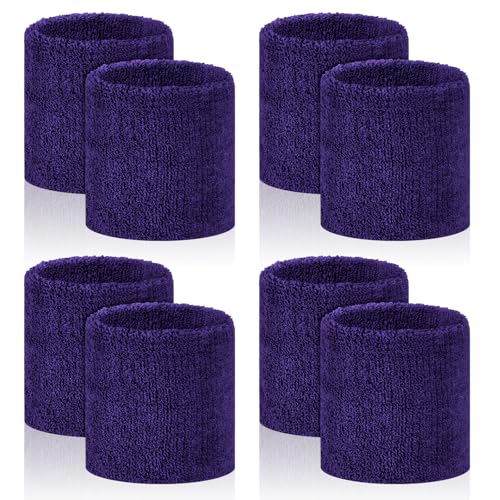 Image of 8 Pack Wrist Sweat Bands for Men Women, Absorbent Sports Wristband