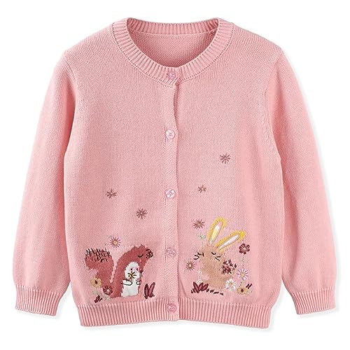 Connectyle Girls' Crewneck Cardigans Sweater Cotton Long Sleeve Button Knit Top
