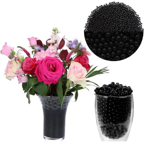 Lot de 50 000 Perles d'eau Noir, Perles de Gel pour Fleurs et Plantes, Non Toxiques et Biodégradables, Décoratives et colorées pour Centre de Table de...