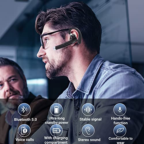 YYK-520 Wireless Business Headset,Multifunctional Wireless Bluetooth Earpiece V5.0,Hands-Free Earphones with portable charging compartment for Driving/Business/Office - Image 2