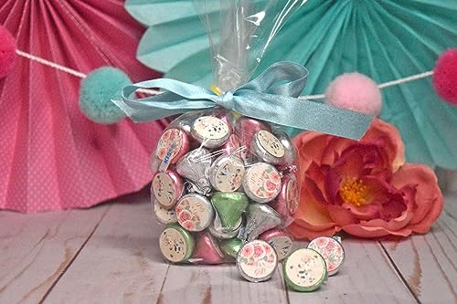 Autocollants de remerciement fête prénatale pour boîtes de dragées et souvenirs roses 1,9 cm - 3