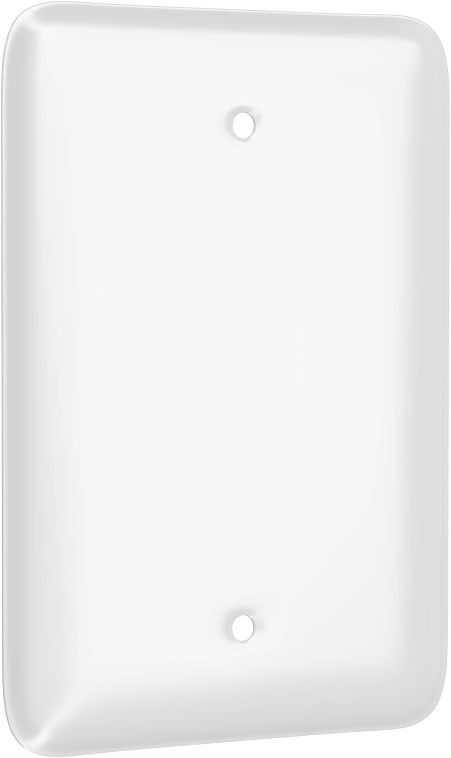 TayMac WMW-B 1-Gang White Smooth Metal Maxi Blank Wall Plate WMW-B, Outlet Cover Wall Plate with Screws, Electrical Outlet Cover Plate for 1 Device
