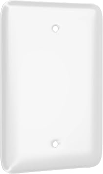 TayMac WMW-B 1-Gang White Smooth Metal Maxi Blank Wall Plate WMW-B, Outlet Cover Wall Plate with Screws, Electrical Outlet Cover Plate for 1 Device