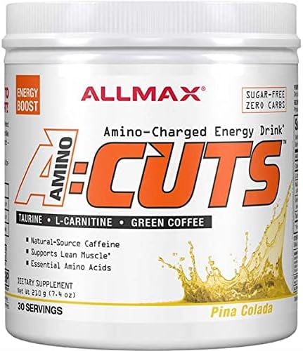 ALLMAX Nutrition AMINOCUTS (ACUTS), Amino-Charged Energy Drink with Taurine, L-Carnitine, Green Coffee Bean Extract, Pina Colada