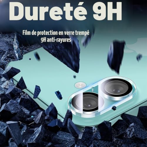 ZILZUFA Lot de 3 Protecteur d'Objectif de Caméra pour iPhone 16 6,1 Pouces et iPhone 16 Plus 6,7 Pouces, Verre Trempé 9H, Anti-Rayures, Compatible Coque, HD Clair – vue 2