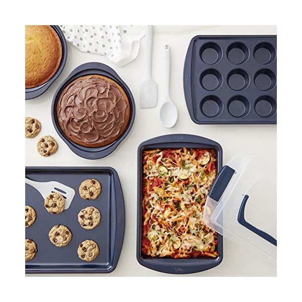 Wilton NonStick DiamondInfused Navy Blue Baking Set with Utensils, Gourmetian