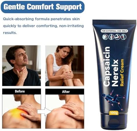 Capsaicin Nerex Relief Cream with Arnica, Menthol, MSM and Glucosamine for Body Joint Areas, Feet, Hands, Legs, Muscles, Joints, and Waist, 100g (2PACKS)