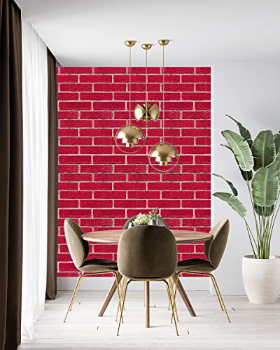 Image of DWELLSINDIA Red Rough Bricks Self Adhesive Wallpaper, Waterproof, Scratch Resistant, Laminated (41cm x 244cm, Multicolour)