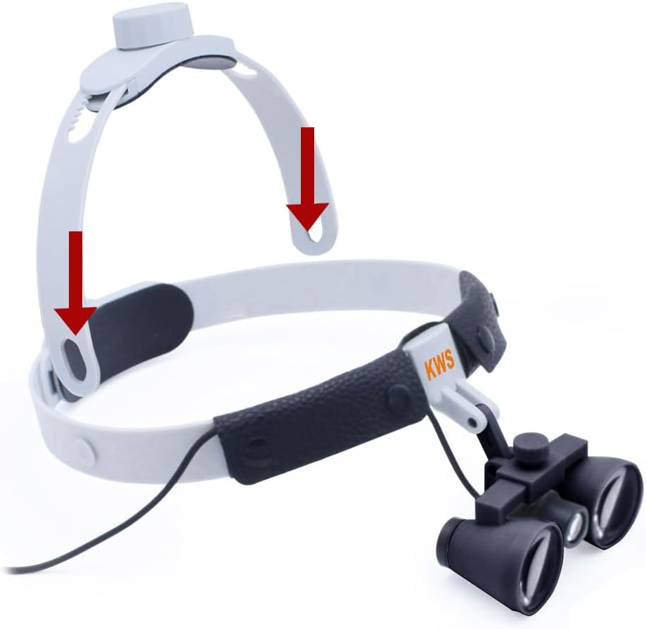 2.5X340mm Head Magnifier with 3W Sopt LED Light Binocular Loupes Headband Adjustable Integrated Lighting Magnifying Optical Glass FD-503G-9