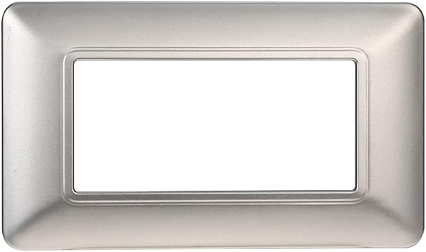 Placca Compatibile Con Vimar Plana, Placche In Plastica, 1 Pezzo (4 Posti/Moduli,Silver) - 1