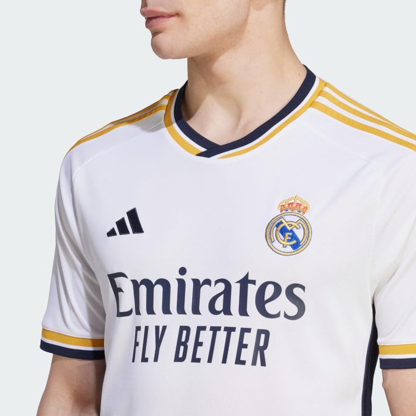 adidas Men's Real Madrid 23/24 Home Jersey - A Sleek and Lightweight Jersey with Gold Accents and Legendary Soccer History - Image 5