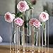 Hinged Flower Vases Test Tube Flower Vase with 5 Test Tubes Gold Metal Frame can be Bent and Contorted, Propagation Station Plant Holder Tubos De Ensayo for Home Wedding Decor, Balcony