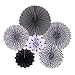 Zilue Hanging Black Paper Fans Decoration Set for Wedding Birthday Party Graduation Round Events Accessories Set of 6