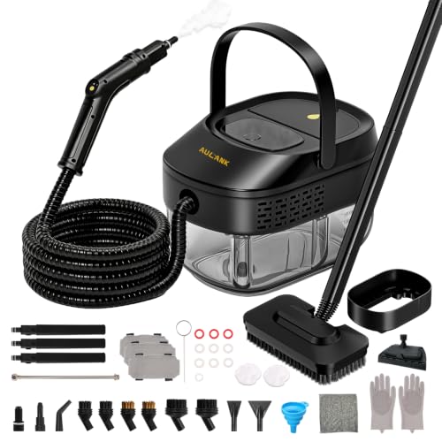 Image of Portable High-Pressure Handheld Steam Cleaner, 14-Piece Accessories, 6 Steam Levels, 15s Heat-Up,chemical-free Cleaning Tile, Grout, Dirt, Grease & Car Detailing (black) (08black)