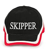 4sold 100% Baumwolle Ancient Mariner Captain Cabin Boy Crew First Mate Yachting Baseball Cap Inschrift Schriftzug Rot Schwarz Weiß, Skipper, Einheitsgröße