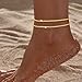 Poxtex Anklet for Women, Dainty Layered Beaded Ankle Bracelets for Women, Multilayer Jewelry Gifts Women's Fashion