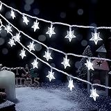 HEYFUNi LED Star String Lights, 100 LED 33 FT Outdoor Christmas Fairy Lights, 8 Modes for Holiday Ne
