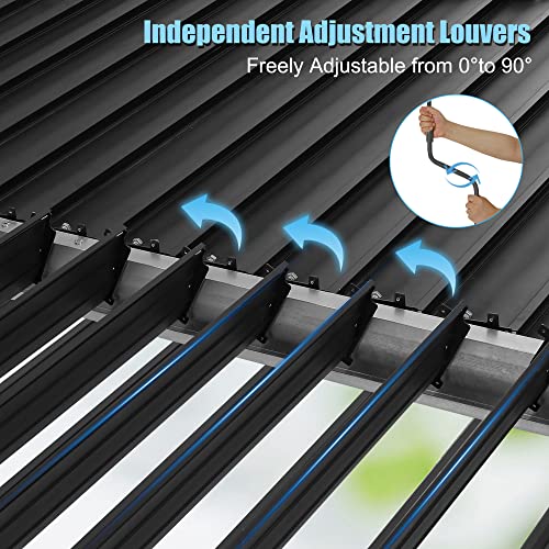 Sumshadow 10' ×10' Outdoor Louvered Pergola, Aluminum Outdoor Louvered Pergola Patio With Adjustable Roof For Outdoor Deck (10X10, Black) #TOP1