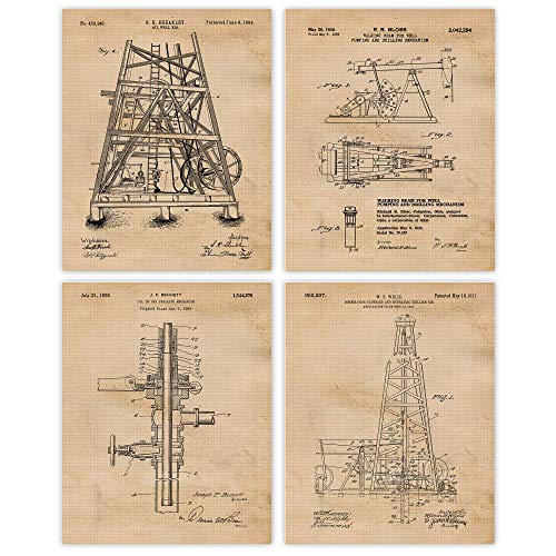 Vintage Oil Rig Equipments Patent Prints, 4 (8x10) Unframed Photos, ...