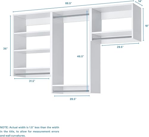 Miniatura 3 de Kit de armario con varillas para colgar, sistema de armario esquinero, estantes de armario, organizadores de armario y estantes de almacenamiento
