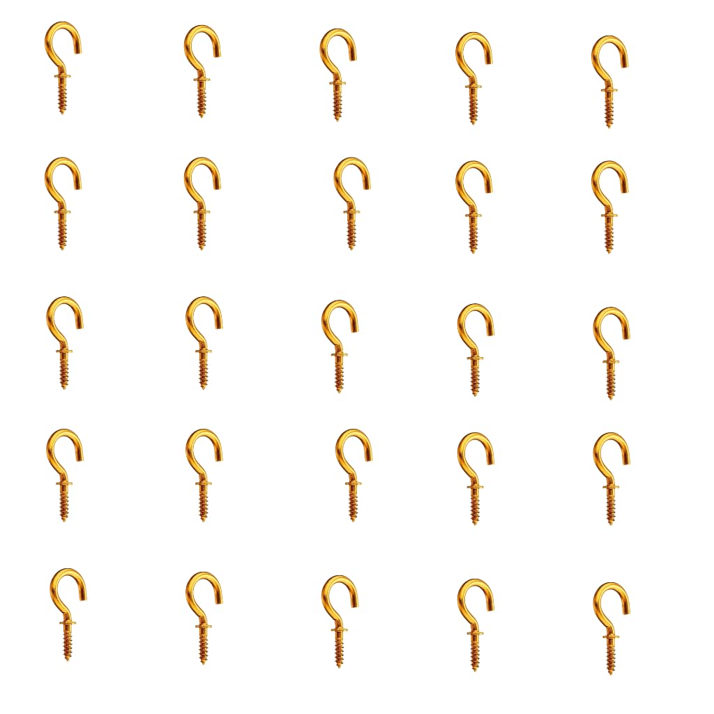 Brass Gold Plated J Hook Screw Half Circle Eye Shape, Self Tapping Hooks Ring for Hanging Bell Etc-image-21