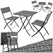 Produktbild tectake® Rattan Balkon oder Garten Bistro Möbel Set, Sitzgruppe mit 2 Stühlen und 1 Kleiner Esstisch, platzsparend klappbar, Gartenmöbel, Balkonmöbel Kleiner Balkon - grau
