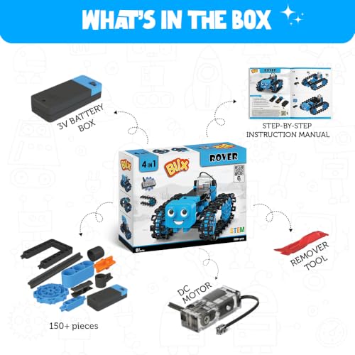 Image of BLIX Rover, DIY Motorized STEM kit with 150+ Pieces that Moves on All Types of Terrain, for Kids Aged 8+. Educational Toy to Teach How Track-Drive mechanisms Work. Made in India