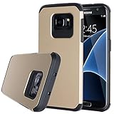 Galaxy S7 Edge Case, KaptronTM Slim Fit Shield Case, Hard Protective Modern Style TPU + PC Phone Case for Samsung Galaxy S7 Edge (Gold + Black)