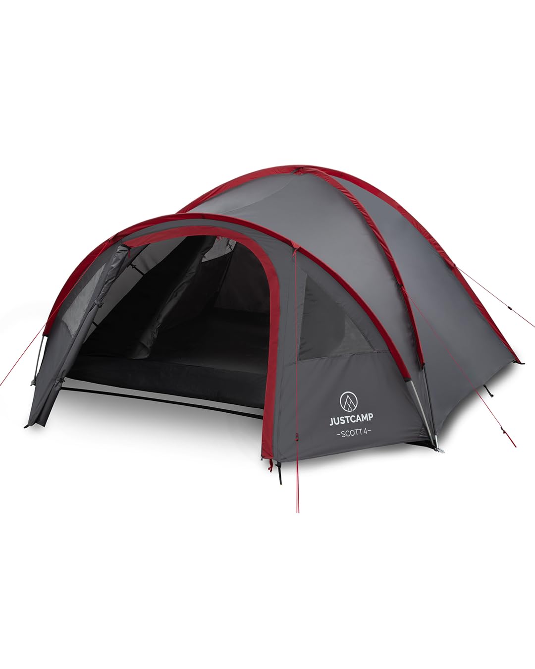 JUSTCAMP Scott Tente Igloo 4 Personnes - Abri de Camping dôme Pliable, moustiquaire - compacte, Premium - 4 Places - Igloo Tent 4 Personne, Tente extérieure - 3 x 2,5 x 1,3 m - 4,5 kg - Gris/Noir