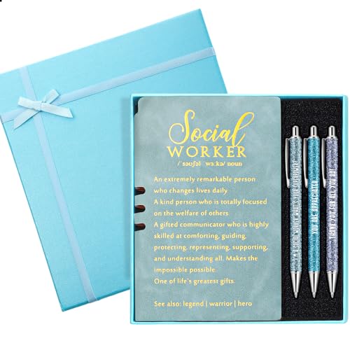 Carnet de notes en cuir pour infirmière et enseignant, lot Resurhang bleu avec stylos