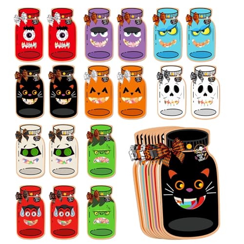 Rrlihjgu Bolsas De Dulces De Halloween | Bolsas De Dulces De Halloween Con Etiquetas Frascos,Bolsas De Embalaje Festivos Para Casa Escuela Aula Reunión Comunitaria
