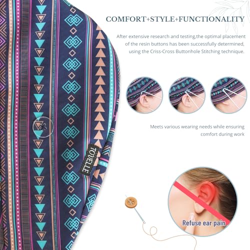 Image of Scrub Caps for Men and Women with Buttons, Classic Surgical Caps | Double-Sided Printed, Adjustable,Long Hours, Sweatbands, Fabric Help Reduce Static Buildup