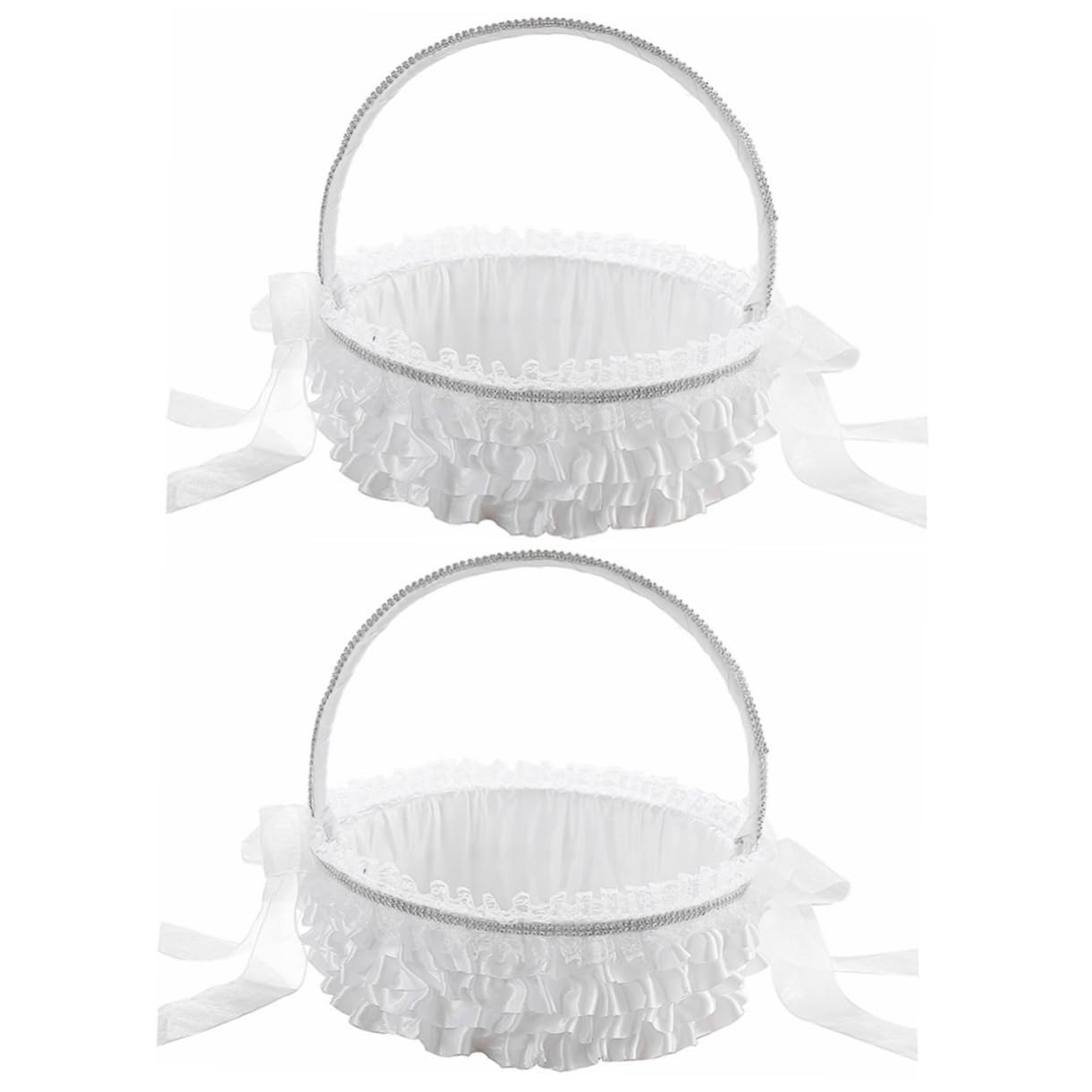 2stücke Hochzeitsblumenkorb Mit Spitze Rustikales Design Für Blumenmädchen Und Hochzeitsdekoration Kleine Handgefertigte Blumenkörbe Für Feiern Und Religiöse Anlässe